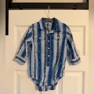 Wrangler Toddler Southwestern Print Long Sleeve Snap Onesie | 24 months 2T